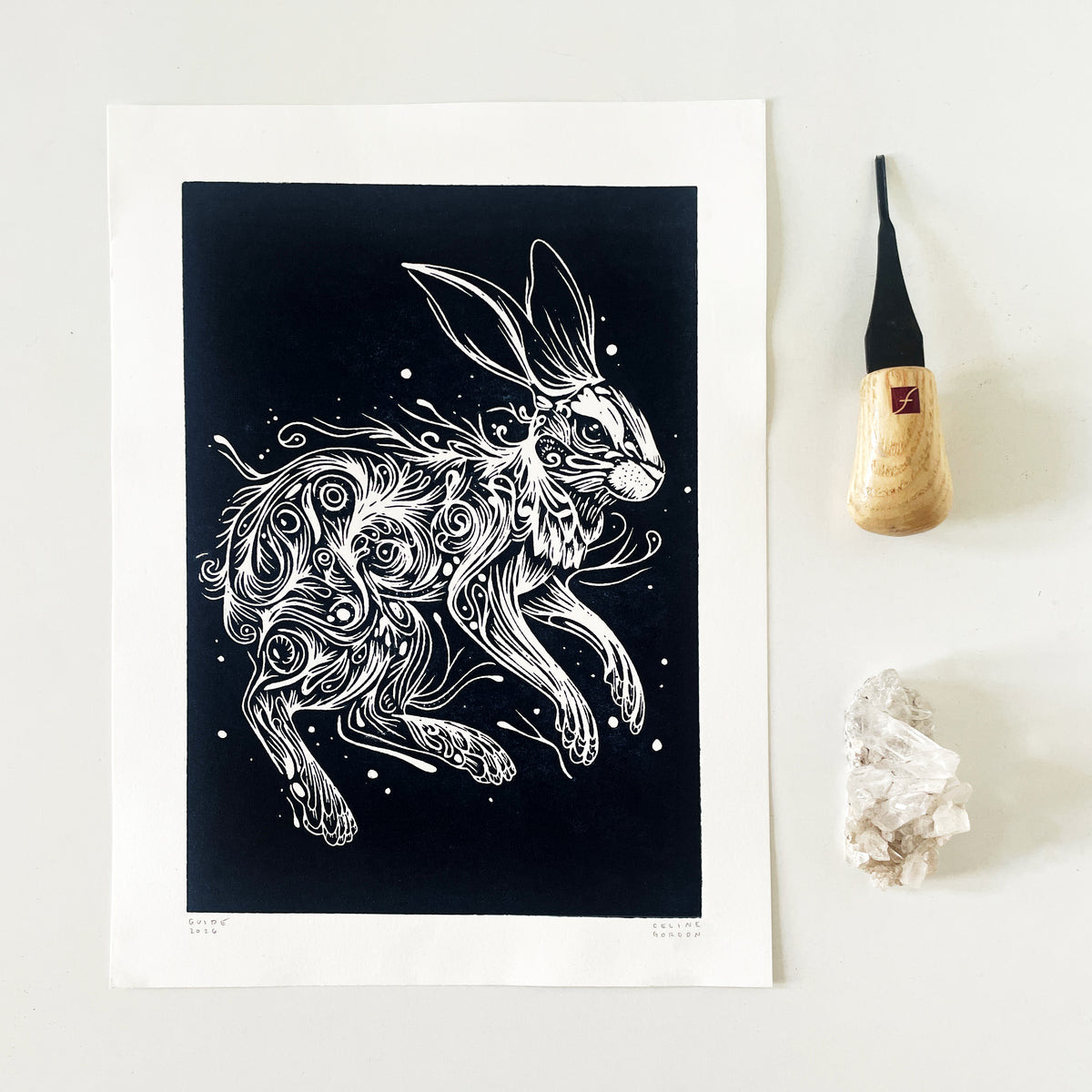 "Guide" Natural Indigo Print