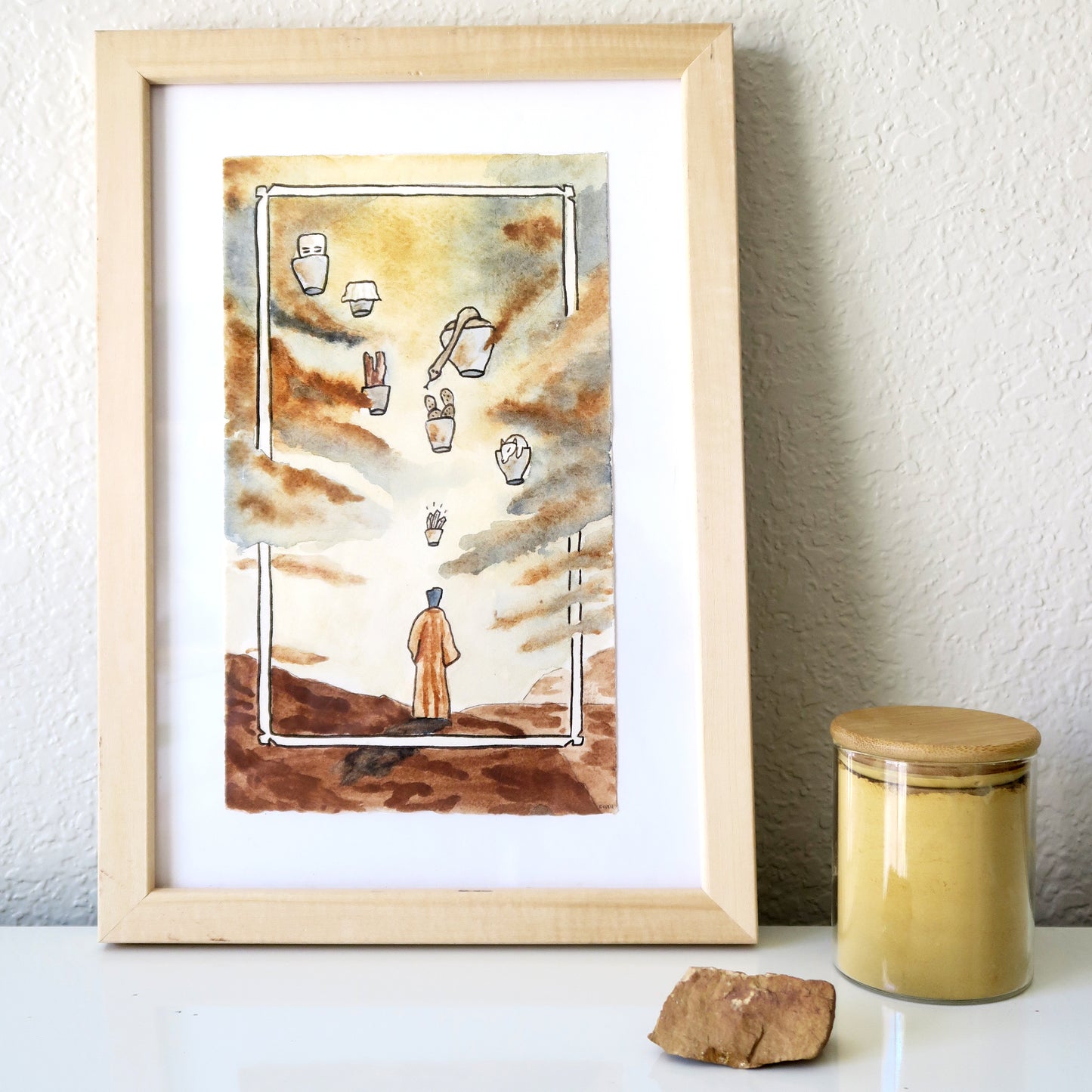 "Seven of Cups" Framed Earth Pigment Painting
