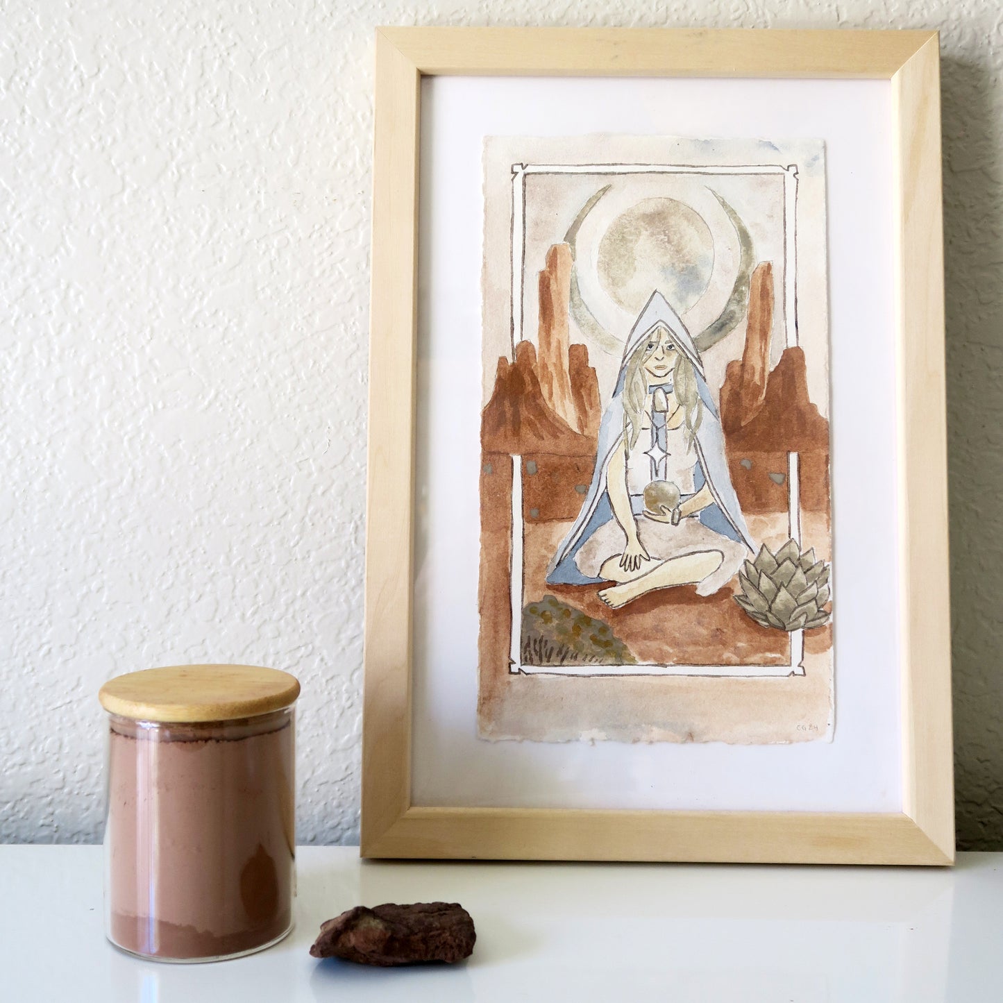 "The High Priestess" Framed Earth Pigment Painting
