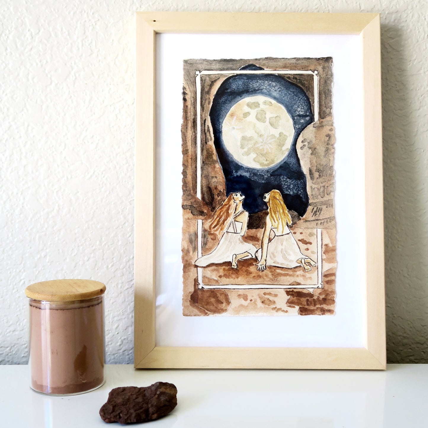 "The Moon" Framed Earth Pigment Painting