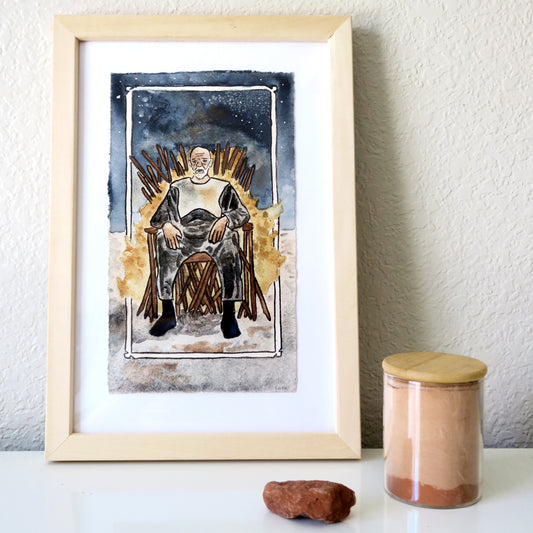 "King of Wands" Framed Earth Pigment Painting