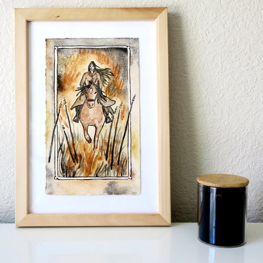 "Six of Wands" Framed Earth Pigment Painting