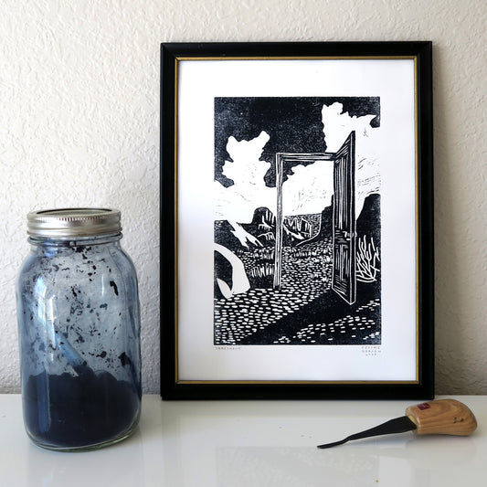 "Threshold" Natural Indigo Print